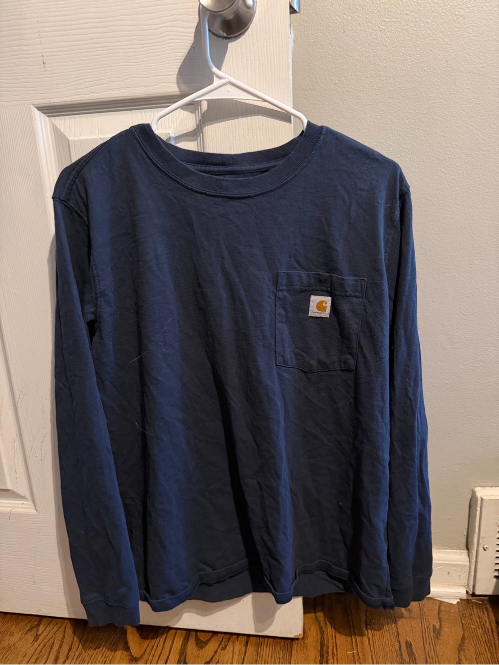 Carhartt Navy Long Sleeve Pocket Tee with Logo